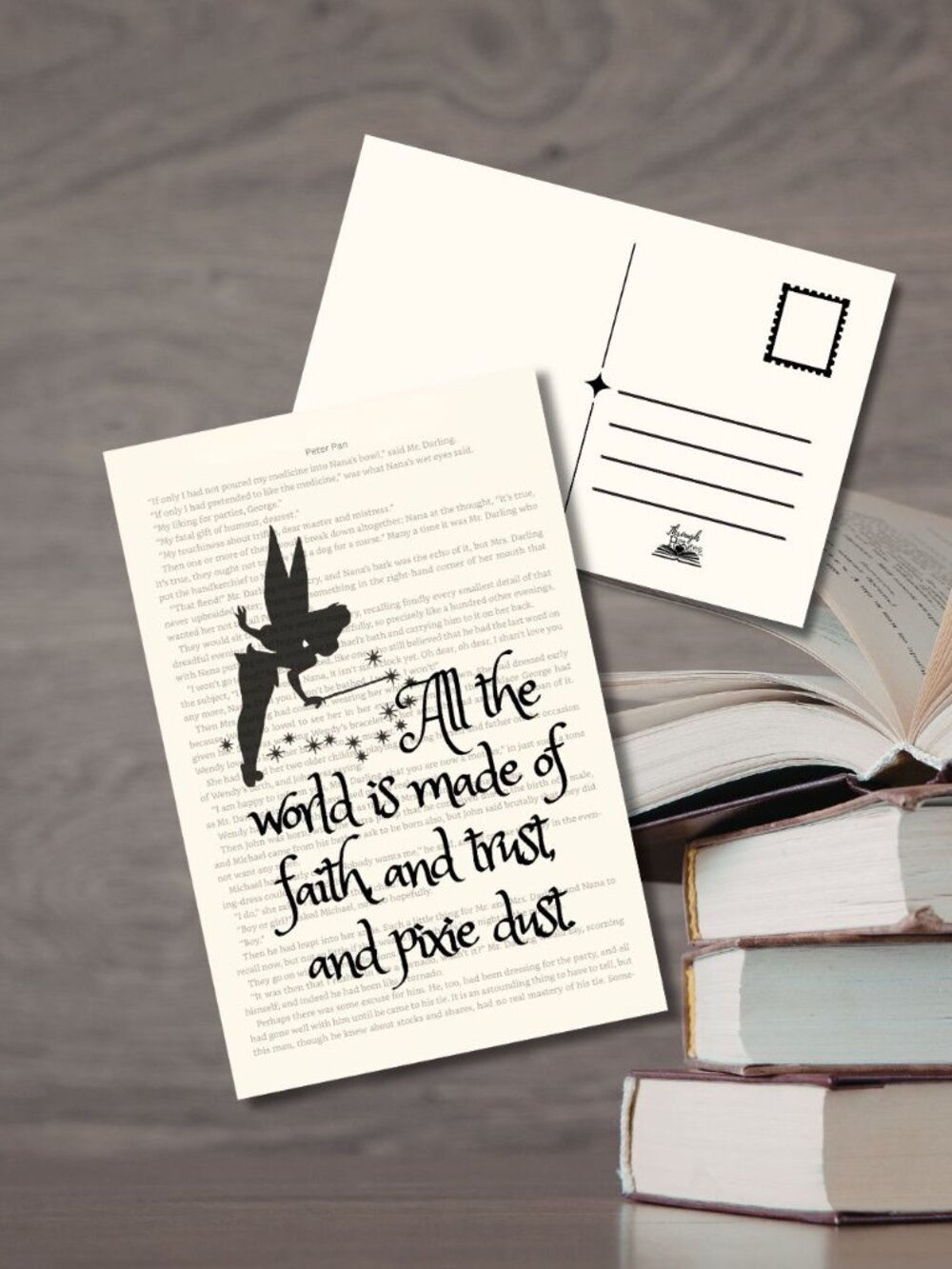 Peter Pan Bookish Book Page Postcard Mini Art Print